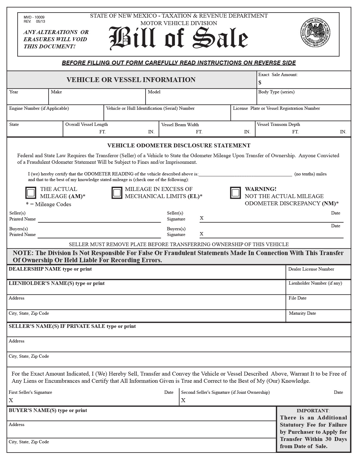 New Mexico Bill of Sale Form Templates, Free Samples Pandadoc