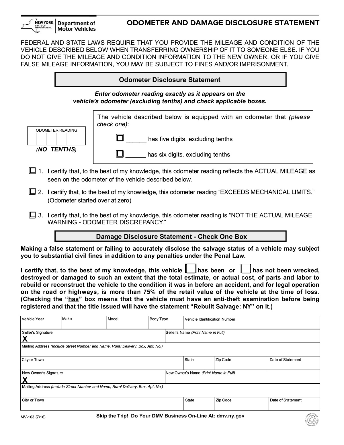 New York Bill of Sale Form Templates, Free Samples - Pandadoc