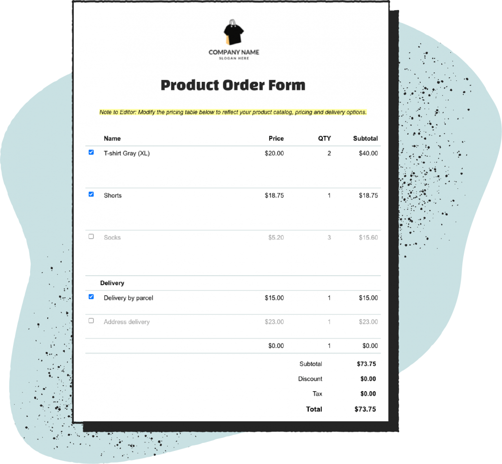 order form template