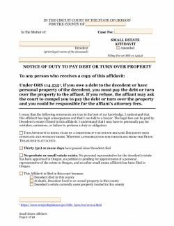 Small Estate Affidavit Oregon (OR) Form