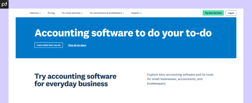 Picture showing the Xero accounting software and homepage.