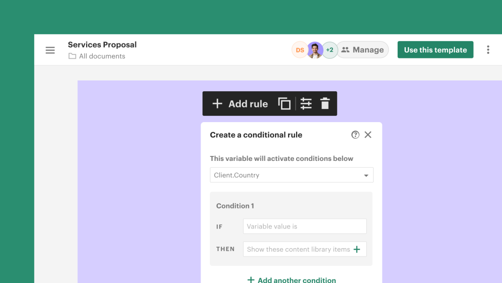 service proposal template with PandaDoc conditional fields