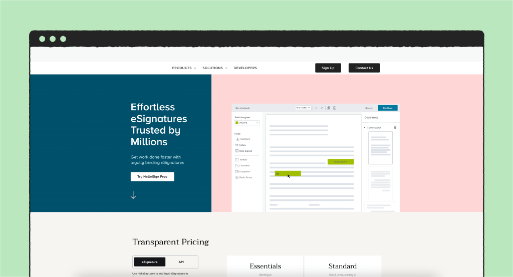 HelloSign screenshot