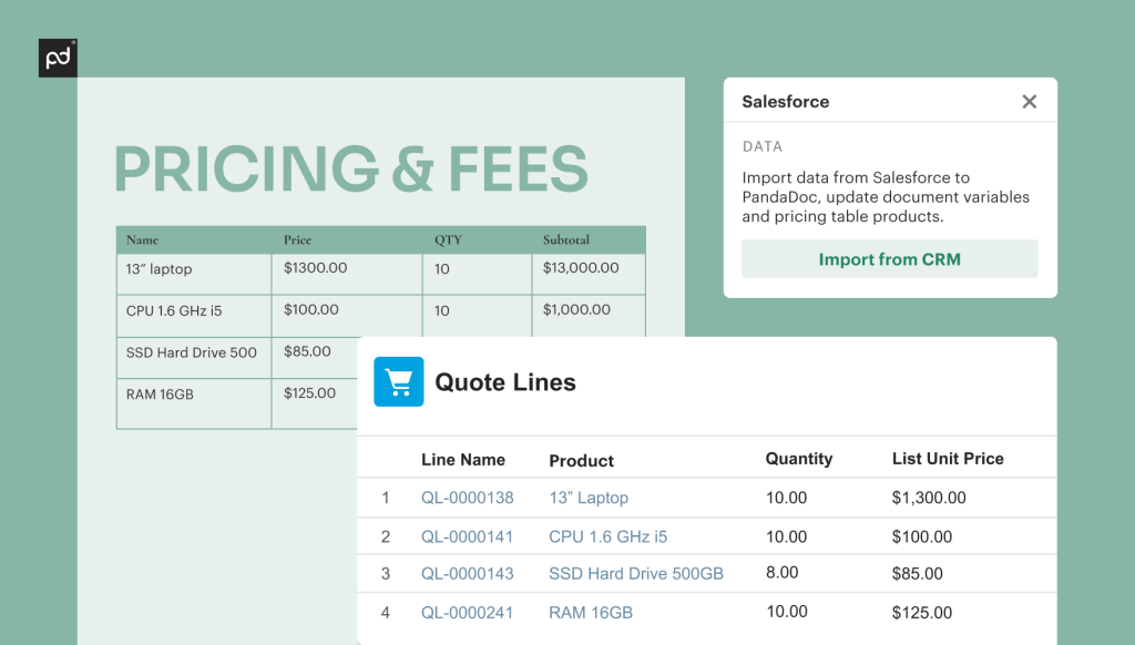 Import CRM data with just one click while creating quotes