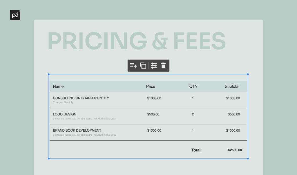 Finalize the Pricing Table