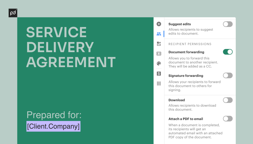 Set Document + Signature Forwarding