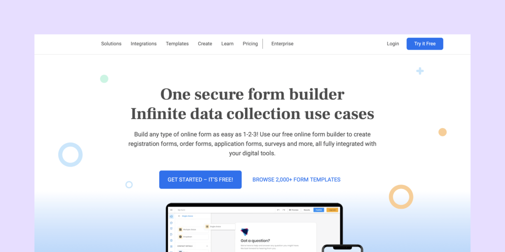 a screenshot of 123formbuilder