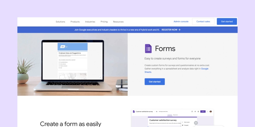 Google Forms; an inexpensive form builder