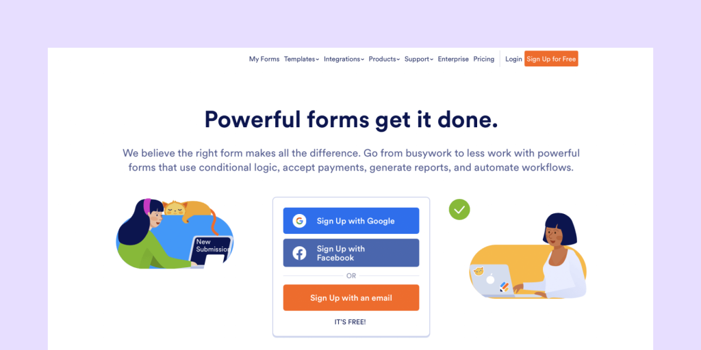 Jotform; easy to use online form builder