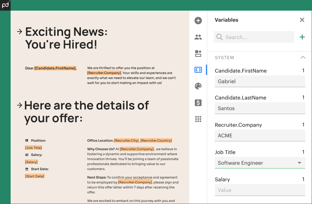 Leveraging variables in your offer letter<br>