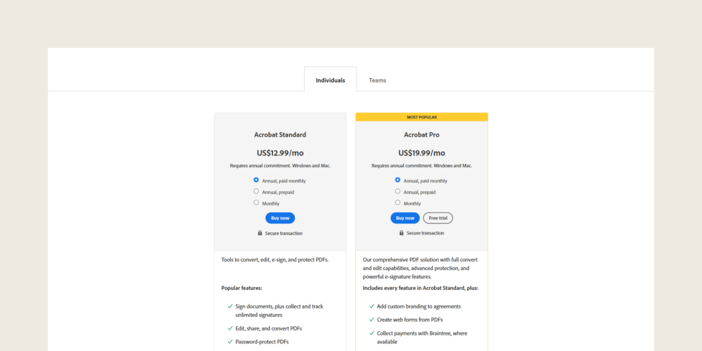 Adobe sign pricing