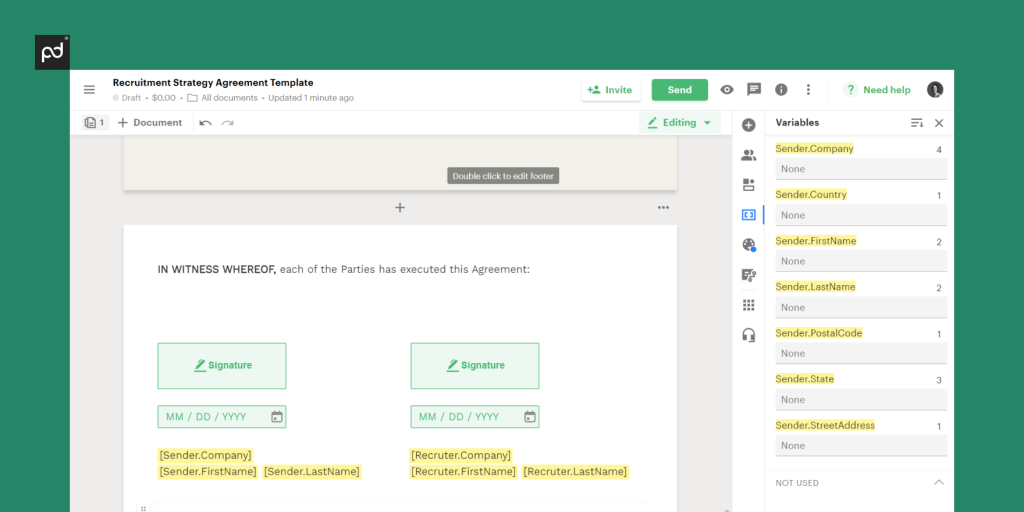 Variables in PandaDoc