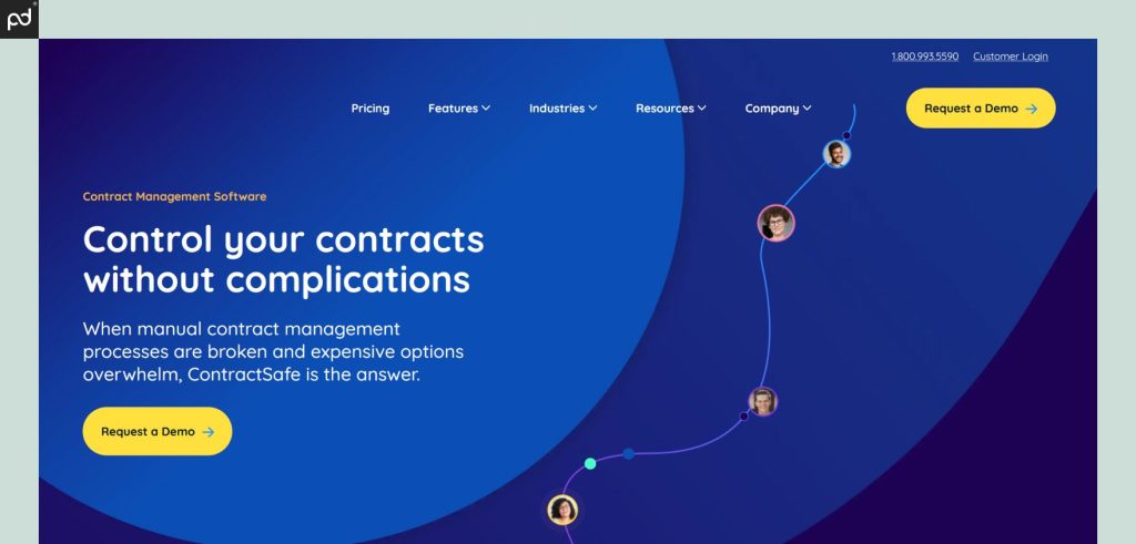 ContractSafe landing page showcasing easy contract management for companies of all sizes.