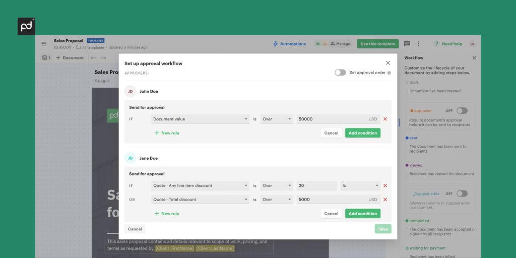 PandaDoc approval workflow 