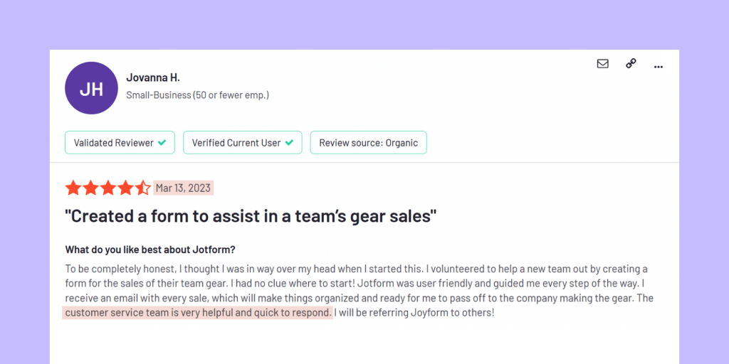 Jotform review screenshot