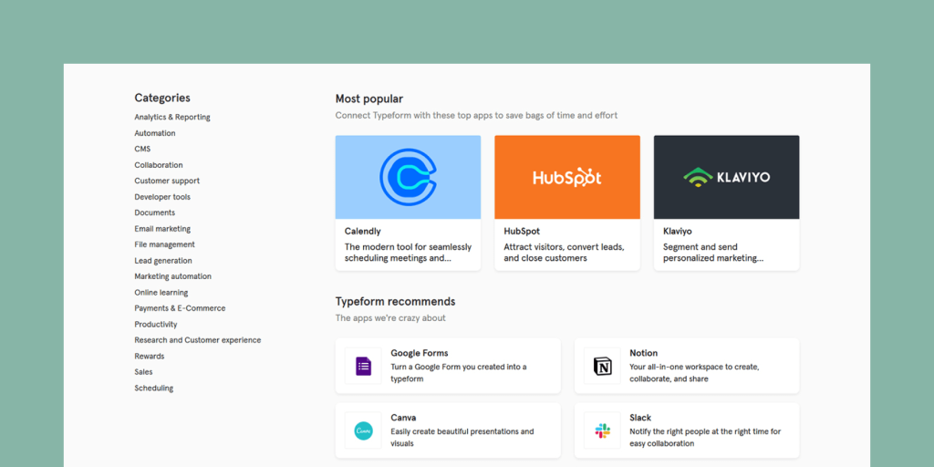 Typeform – Partner Integrations