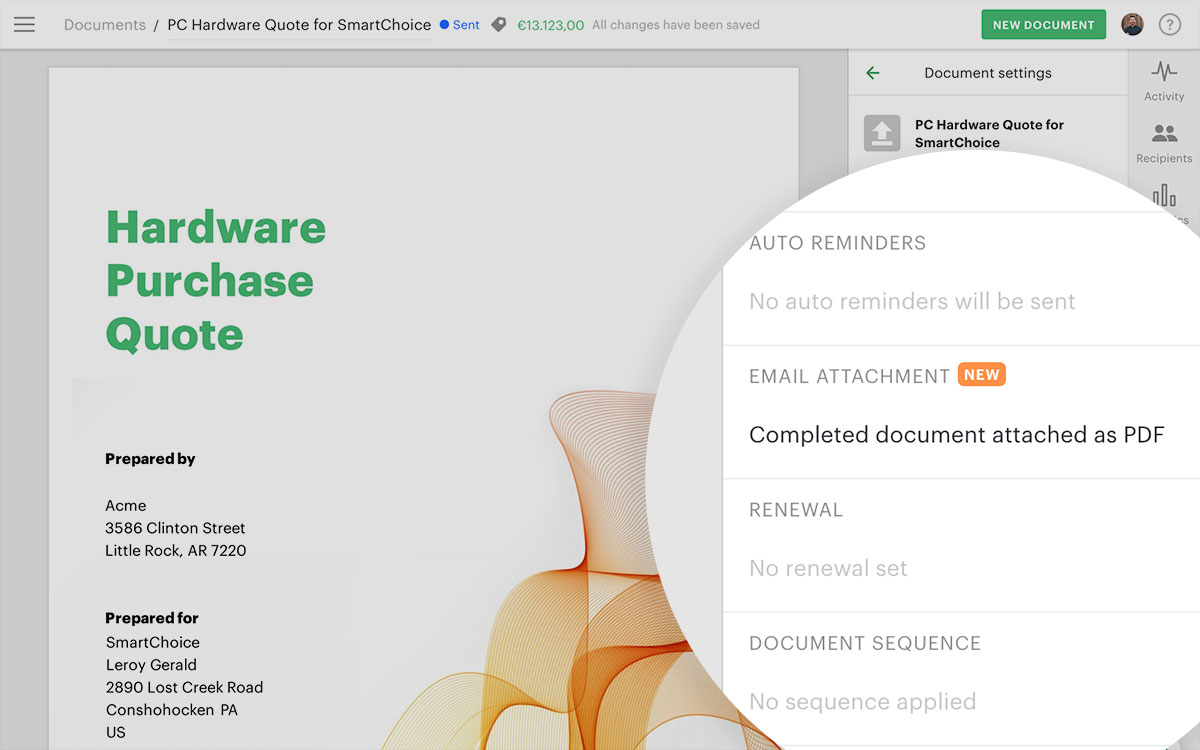 Attach signed PDFs to emails