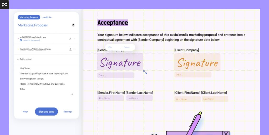 An image of the SignRequest e-signing interface.