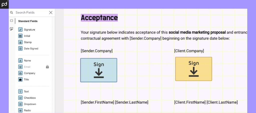 An image of the DocuSign e-signing interface.