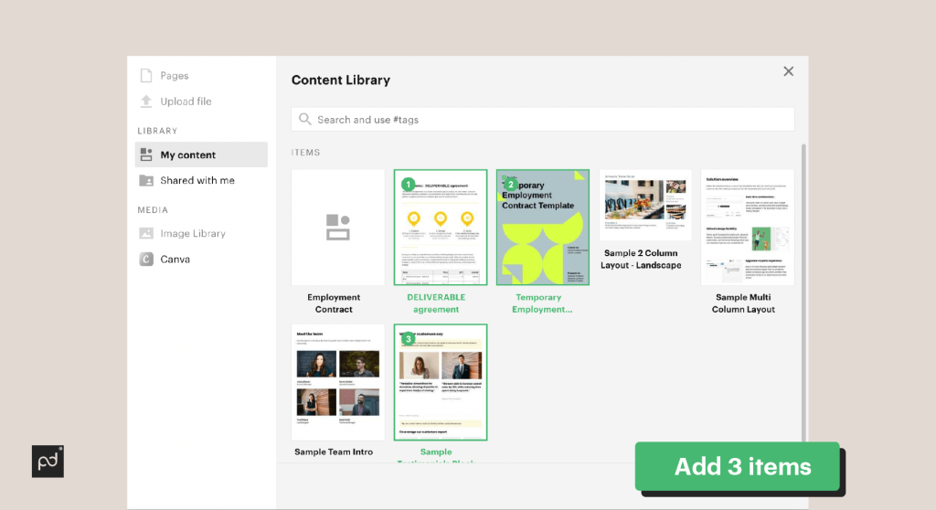 Content library screenshot