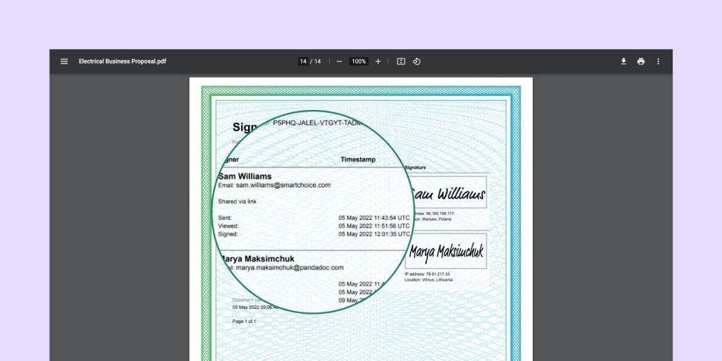 Electronic signing certificates