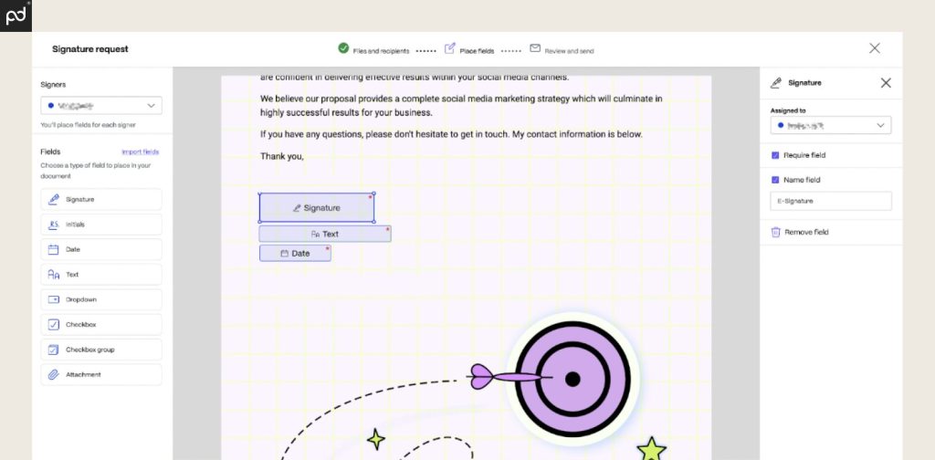 An image of the Sharefile e-signing interface.