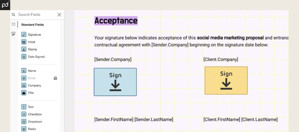 An image of the DocuSign e-signing interface.