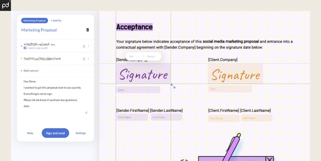 An image of the SignRequest e-signing interface.