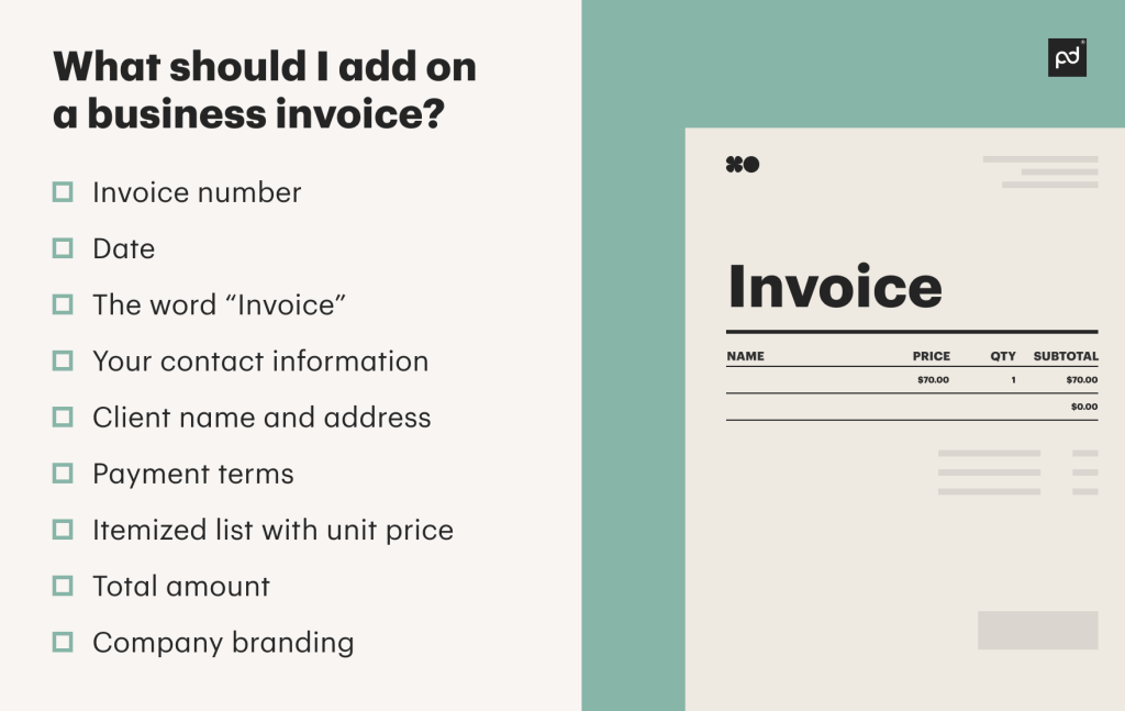 What should go in a business invoice?