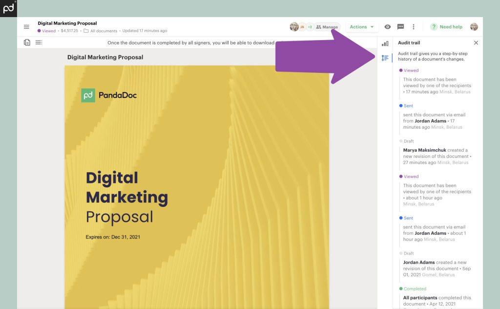 pandadoc audit trail 