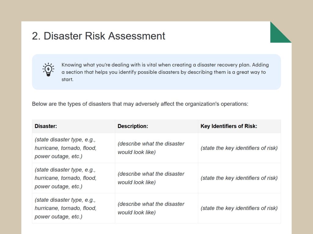 Disaster risk assessment