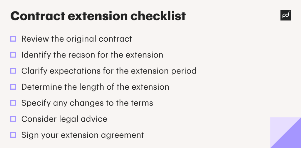 Contract extension checklist