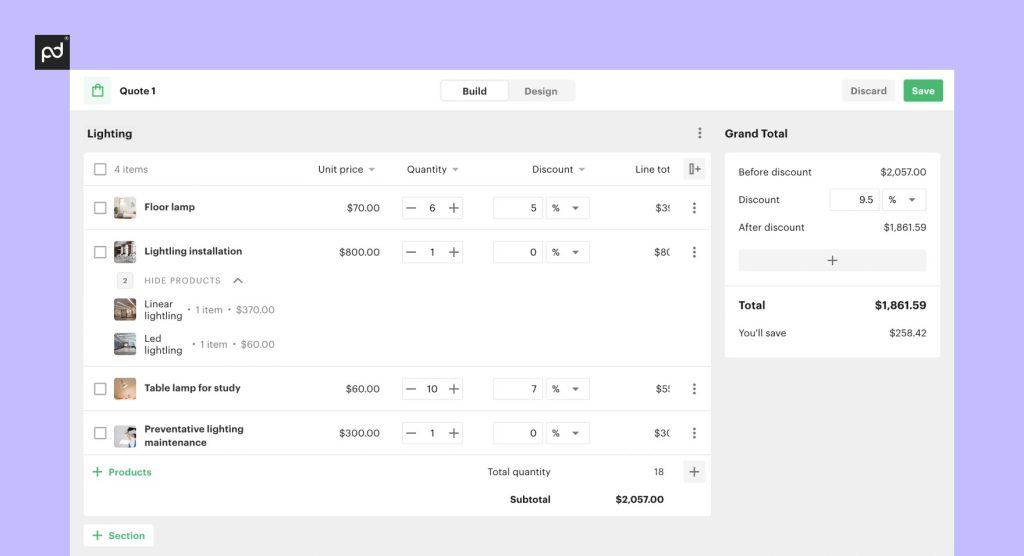 PandaDoc CPQ features 