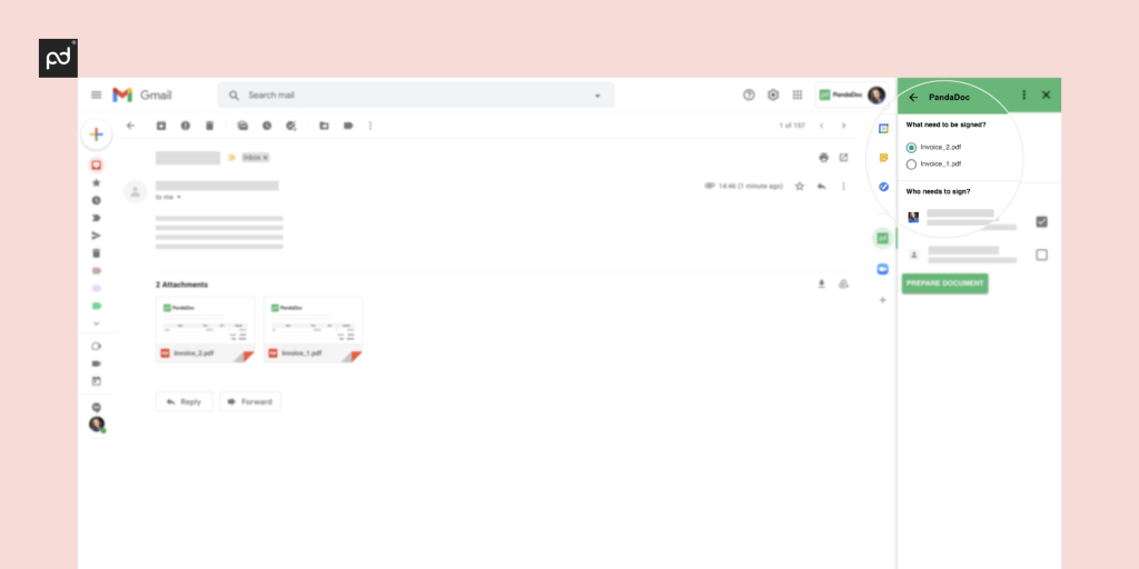 Image alt text: Select an email with an attachment for PandaDoc and Gmail