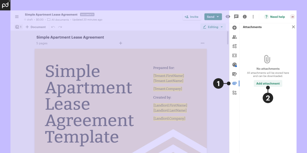 how to add attachment to the document