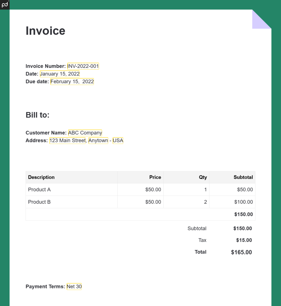 pandadoc invoice template