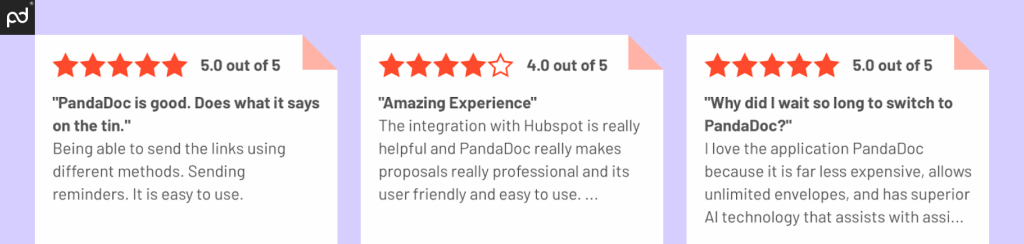 PandaDoc reviews