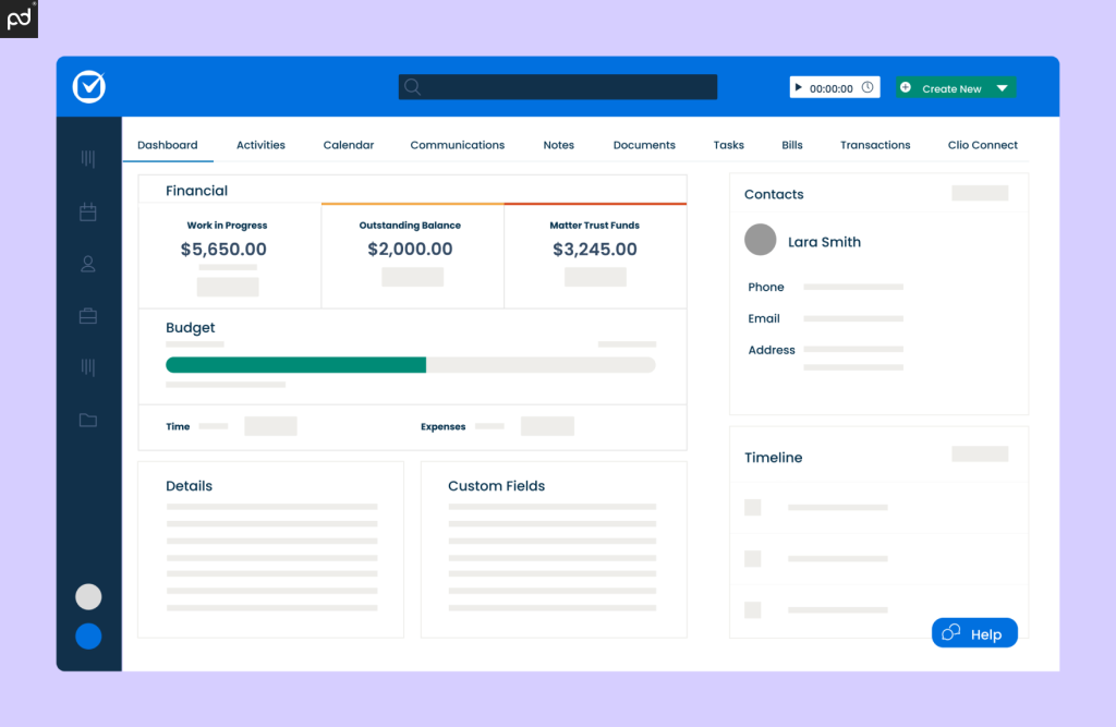 Image of the user interface of the Clio dashboard