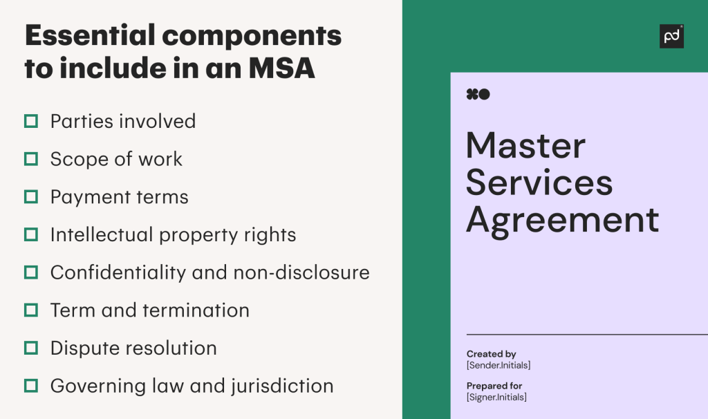 Components to include in an MSA