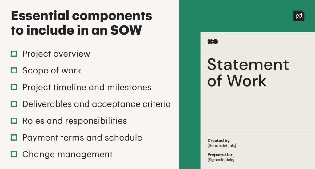 Components to include in an SOW