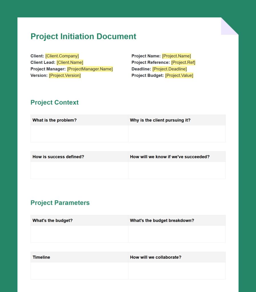 Project initiation document example