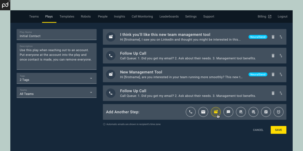 A screenshot of the InsideSales dashboard showing how alerts, templates, guides, and tracking are available for sales reps.