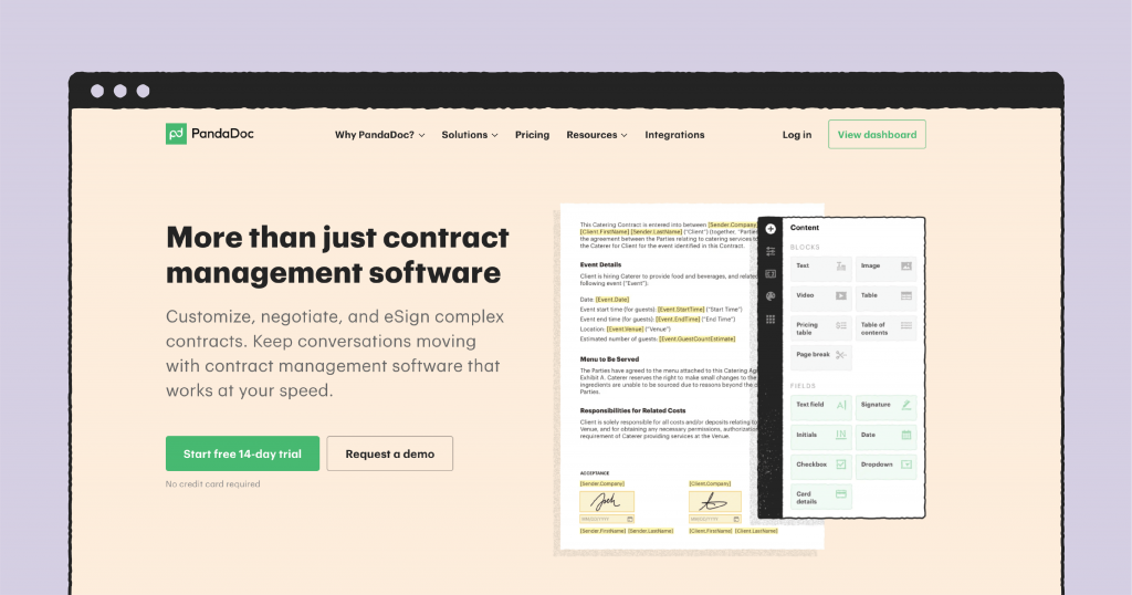 PandaDoc contract management software