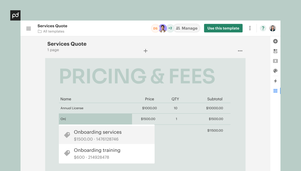 PandaDoc’s pricing module makes quoting easy 