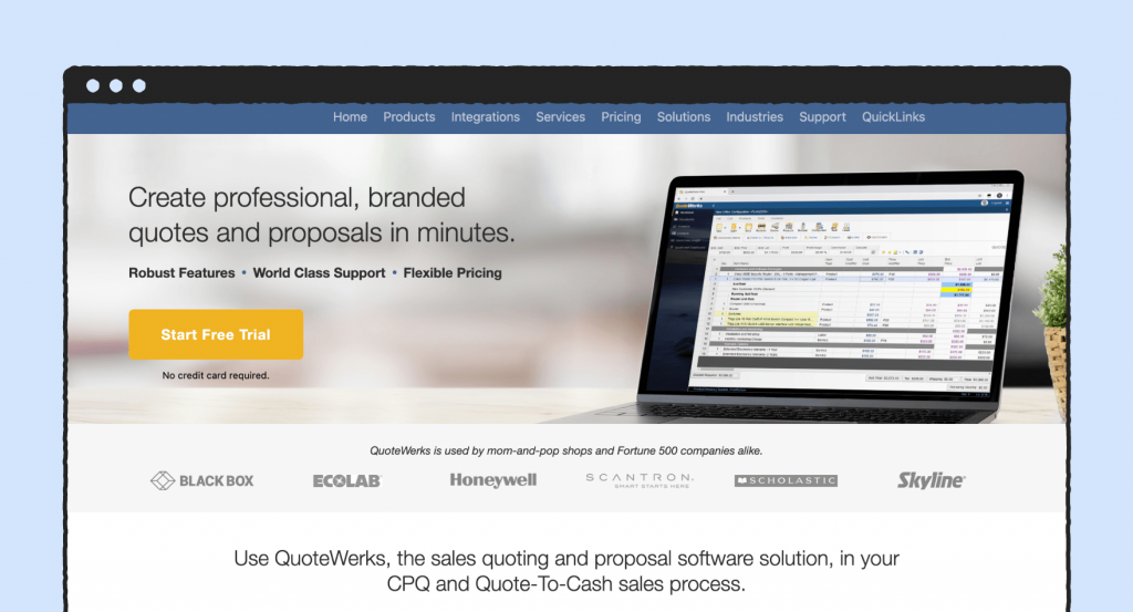 Screenshot of QuoteWerks proposal software