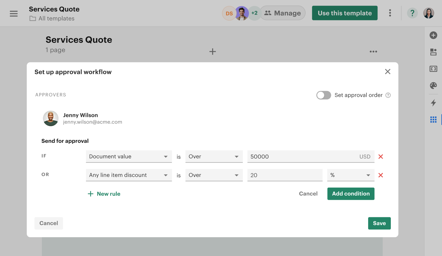 Workflow Approval Conditions