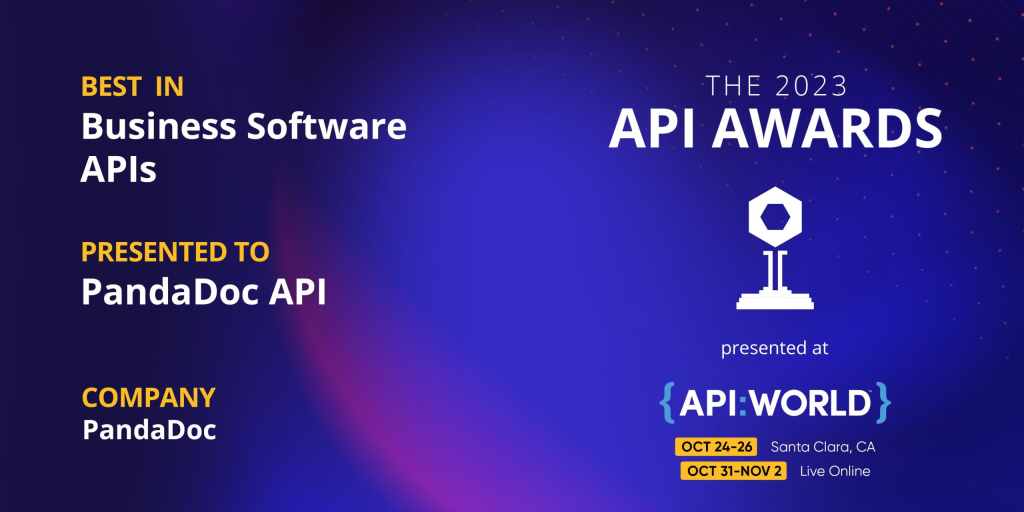 Best In Business Software APIs, presented to PandaDoc API at API:World