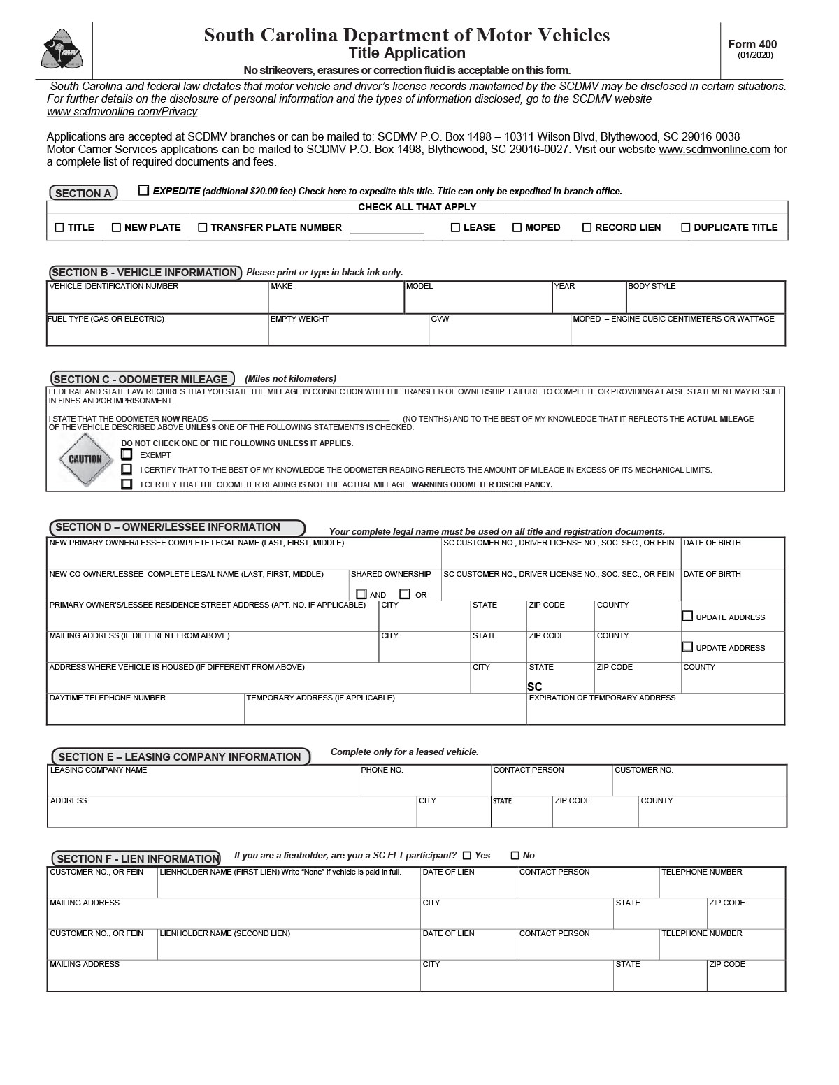 South Carolina Bill Of Sale Form Templates, Free Samples - Pandadoc