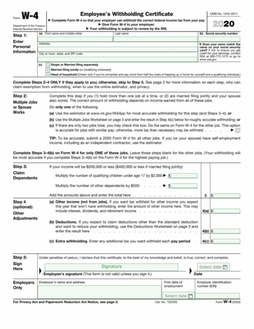 2020 Form W-4 PandaDoc