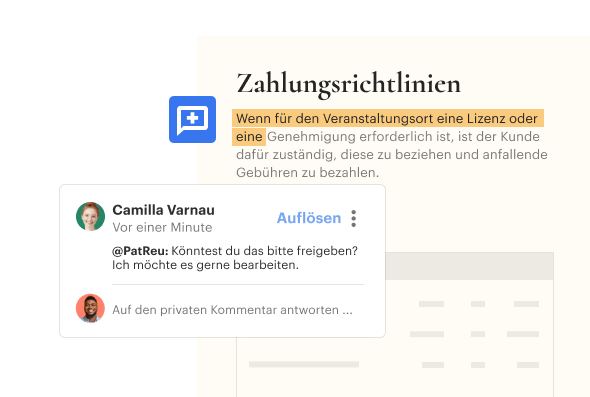 Collaborative Workspace Comments DE